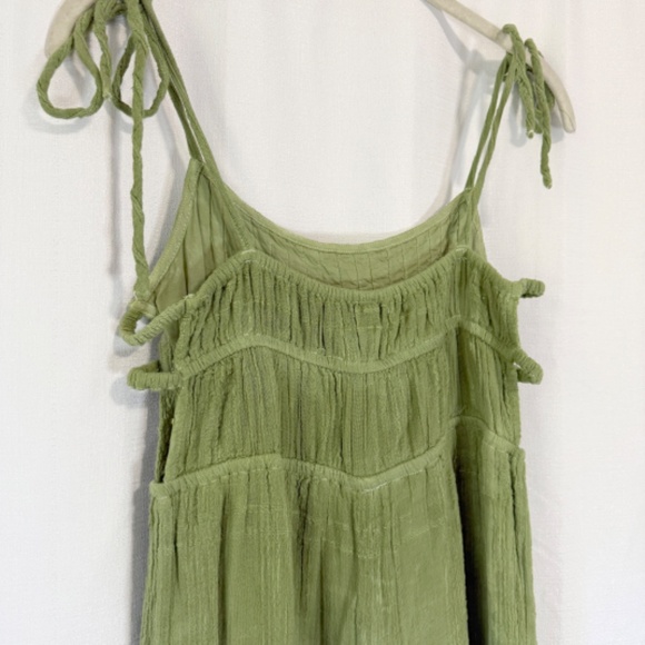 Urban Outfitters Olive Green Courtney Cotton Tie Shoulder Jumpsuit Size Medium - Picture 5 of 8